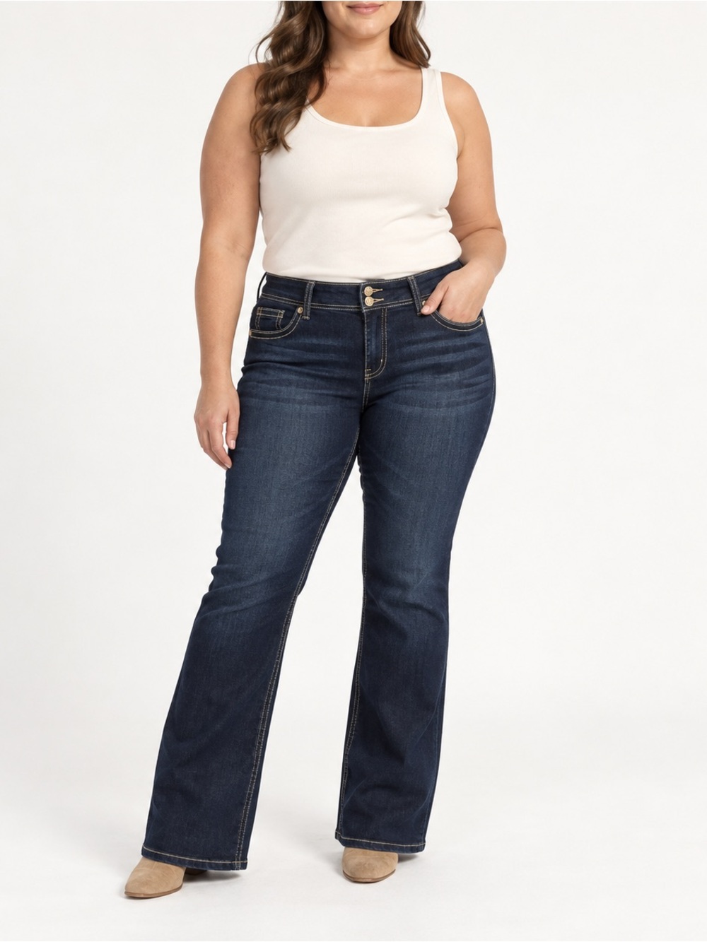 Copperflash Curvy Bootcut Jeans Women’s 14 Dark Wash Stretch NWOT